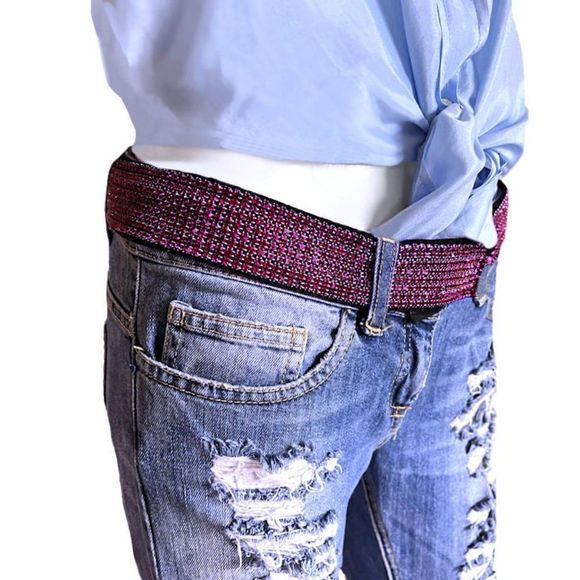 Vintage Y2K DOLCE & GABBANA Pink Swarovski Crystal Embellished Belt - Picture 2 of 11